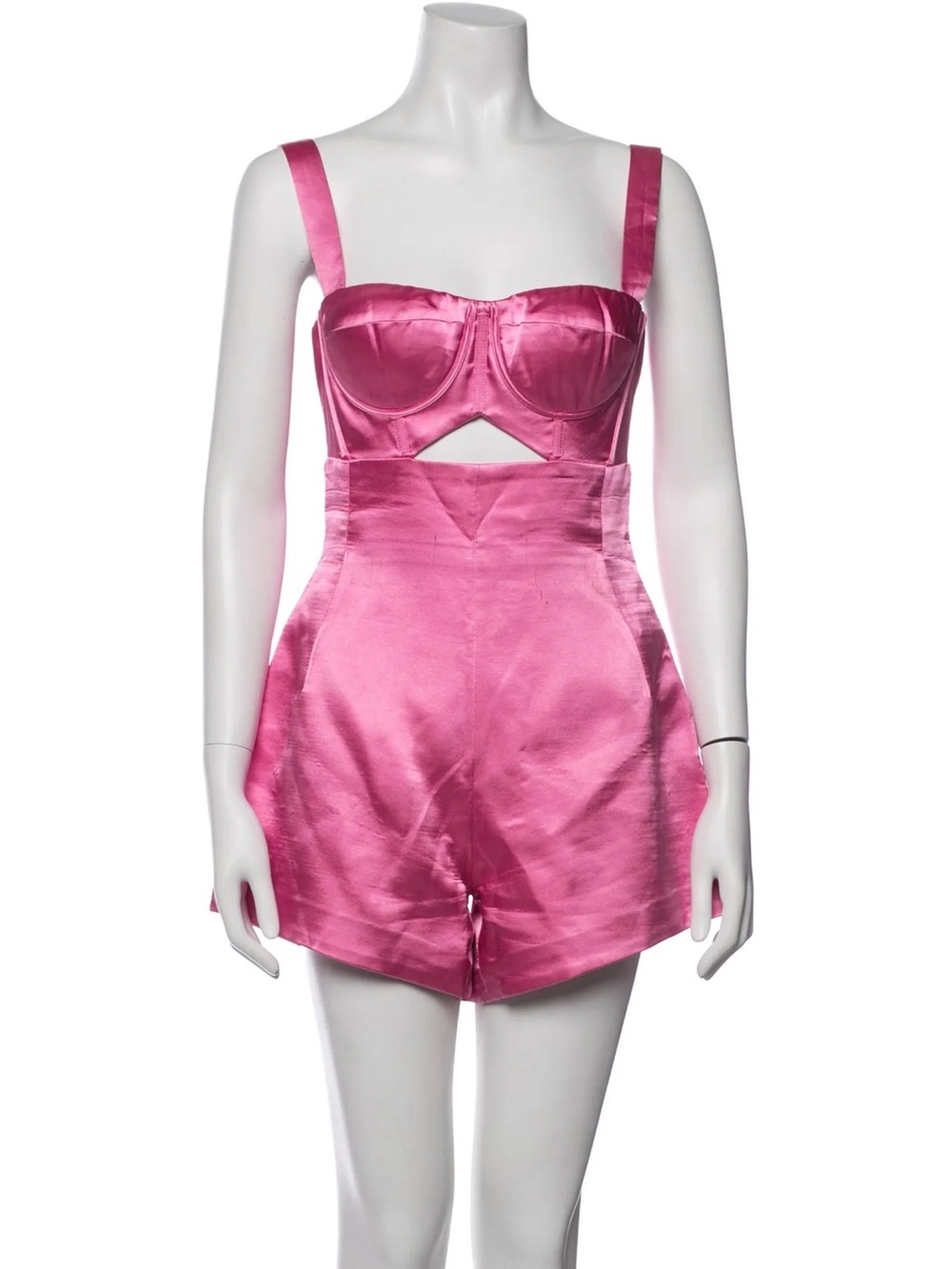 Bronx and Banco Pink Satin Cutout Romper